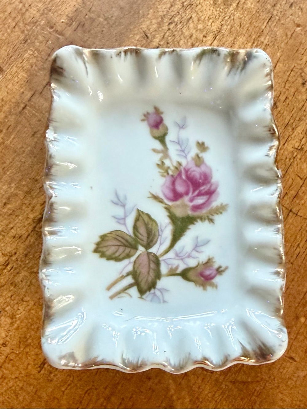 Porcelain Pink Rose Decorative Trinket Dish